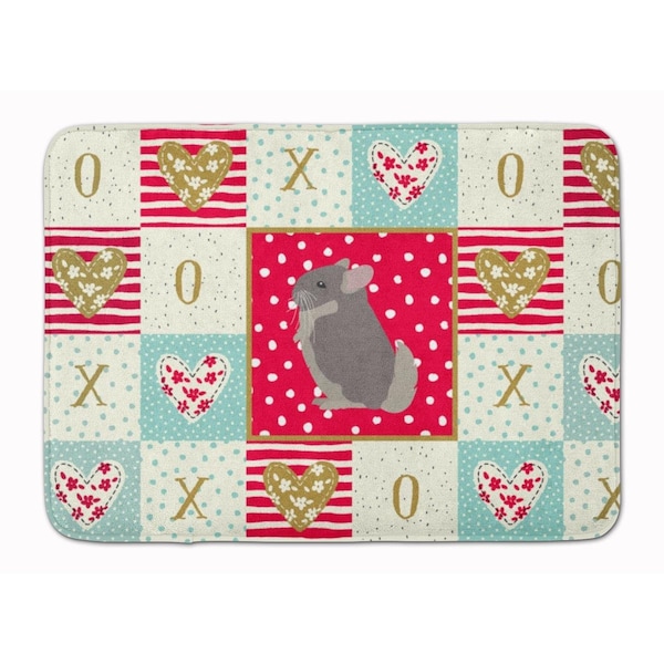 Carolines Treasures 19 x 27 in. Beige Wellman Chinchilla Love Machine Washable Memory Foam Mat CK5419RUG - main